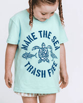 Make The Sea Trash Free Kids Tee - Soft Mint