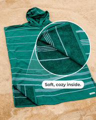 Classic Stripe Hooded Poncho Slate Blue