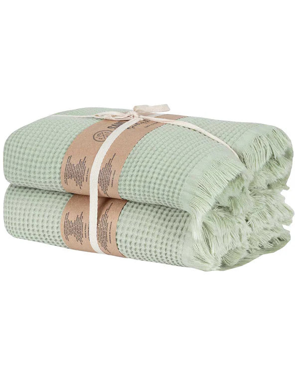 Micro Waffle XL Bath Bundle - 2 Pack - Sage