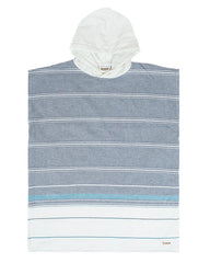 Colorblock Stripe Hooded Poncho Youth - Blue